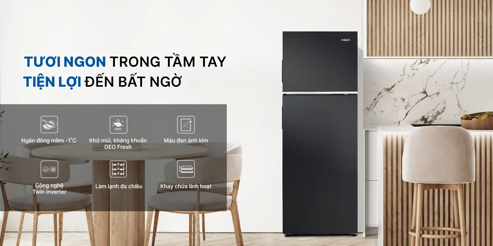 Tủ lạnh Aqua 236 lít Inverter AQR-T260FA
